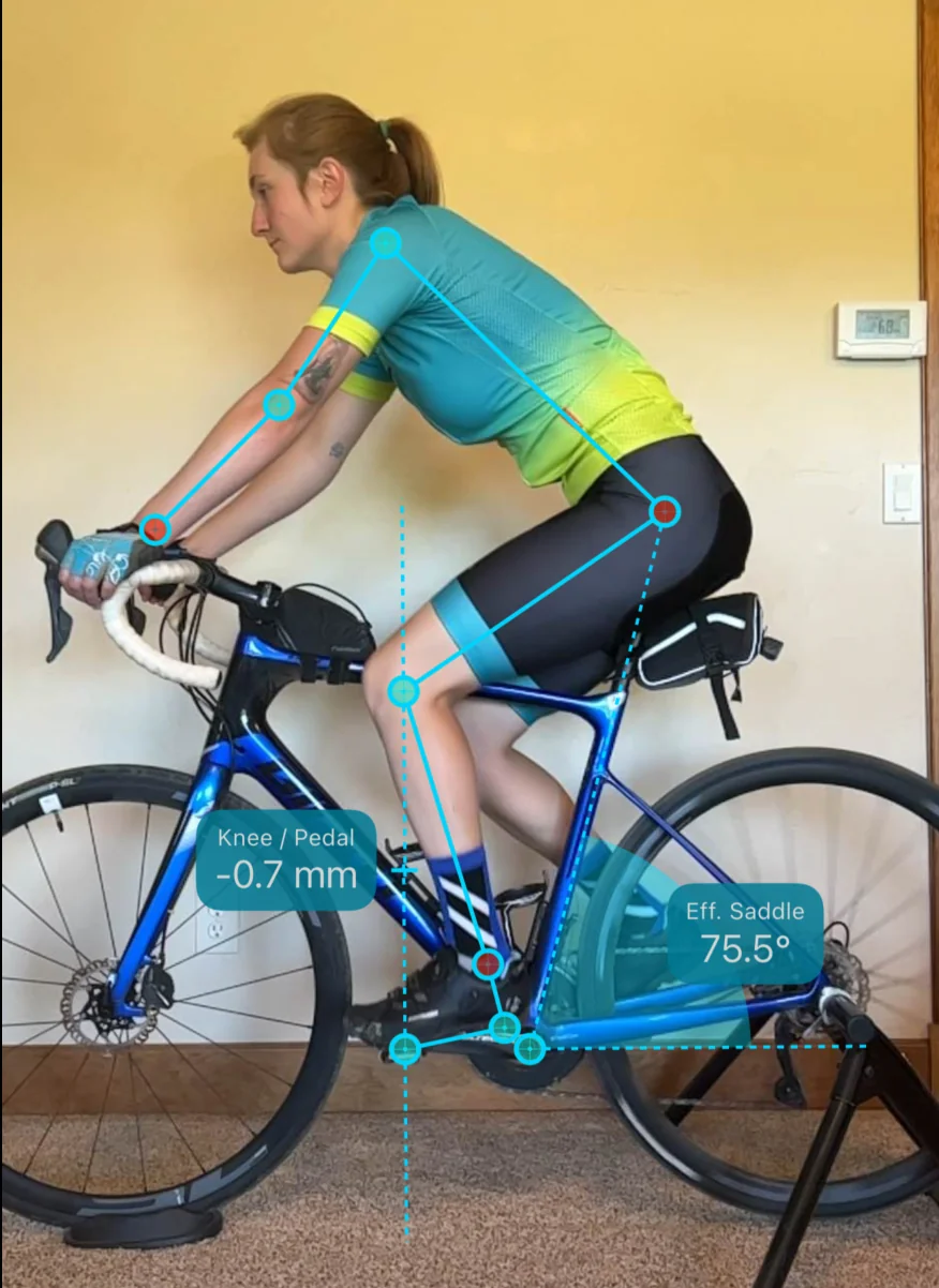 Bike Fast Fit EZ checking saddle fore and aft on a tracked rider